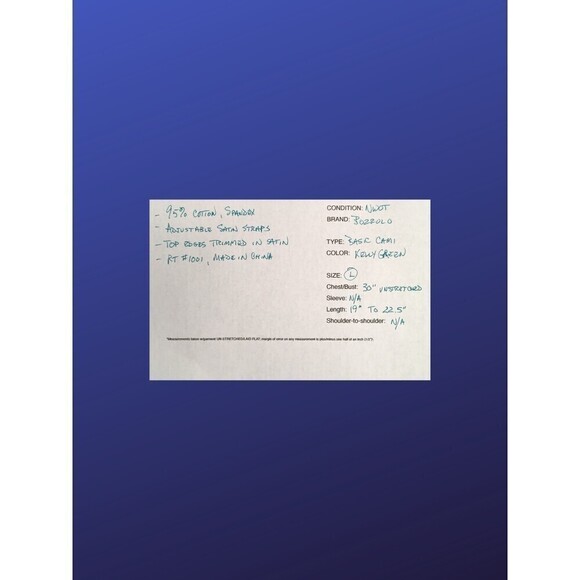 BOZZOLO Basic Cami Camisole Tank Top, KELLY GREEN, Women's Size Large, NWOT - Picture 7 of 7